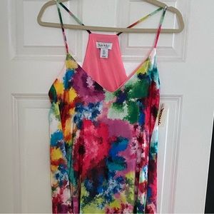 Relaxed soft color pattern dress with pockets